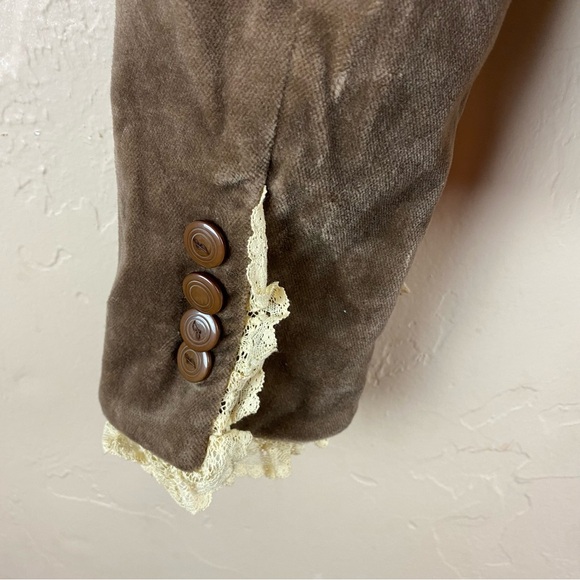 Juicy Couture Brown Tan Velvet Blazer Jacket Lace Cuff Size Womens size 4 Y2K - Picture 9 of 12